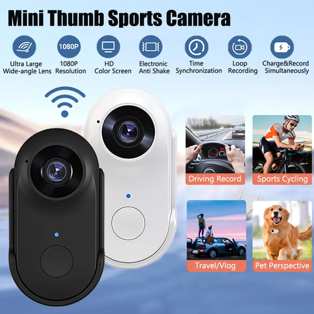 4K Ultra Portable Mini Sports Action Camera Magnetic Lanyard Rotating Clip Wireless Body Cam for Bicycle Clothing Mounts