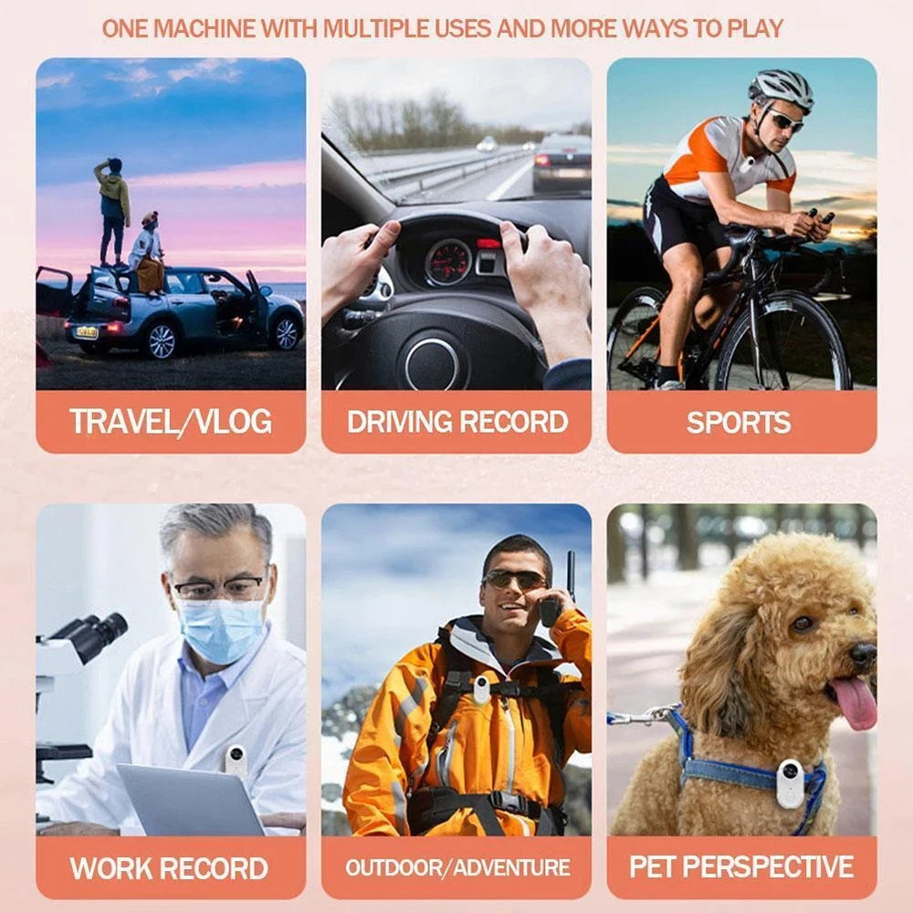 4K Ultra Portable Mini Sports Action Camera Magnetic Lanyard Rotating Clip Wireless Body Cam for Bicycle Clothing Mounts