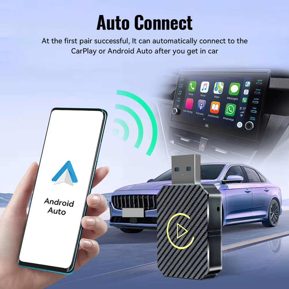 New 2 in 1 Wireless Carplay Android Auto Wireless Adapter Wifi BT5.0 Smart Dongle Plug and Play Wireless Mini Box Fast Connect